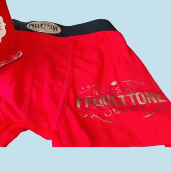 Admas Ανδρικό Μοντέρνο boxer μποξεράκι Κόκκινο με χρυσό logo Πανετόνε Paquettone ιδανικό δώρο για τους λάτρεις των Pannetone 46873-0