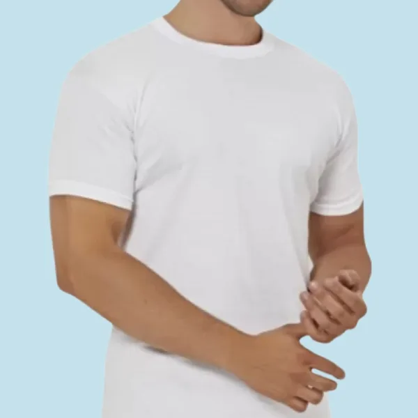 Alkmin Βαμβακερές Ανδρικές Φανέλες Συσκευασία 2 τεμ με στρογγυλή κανονική λαιμόκοψη Μανίκι  Λευκό 517-0751  Men's 