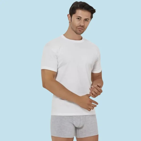 Alkmin Βαμβακερές Ανδρικές Φανέλες Συσκευασία 2 τεμ με στρογγυλή κανονική λαιμόκοψη Μανίκι  Λευκό 517-0751  Men's 