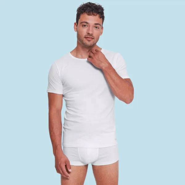 Sloggi Go ABC O-Neck 03 Ανδρικές βαμβακερές φανέλές με κοντό μανίκι Λευκό οικονομική συσκευασία  2 Τεμ 10217749 0003