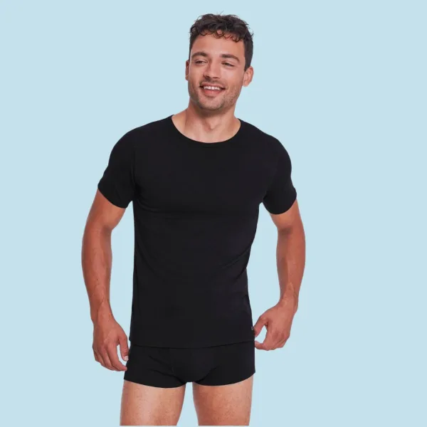 Sloggi Go ABC O-Neck 04 Ανδρικές βαμβακερές φανέλές με κοντό μανίκι μαύρο οικονομική συσκευασία  2 Τεμ 10217749 0004