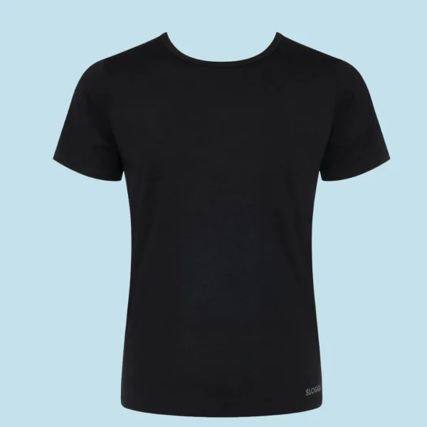 Sloggi Go ABC O-Neck 04 Ανδρικές βαμβακερές φανέλές με κοντό μανίκι μαύρο οικονομική συσκευασία  2 Τεμ 10217749 0004