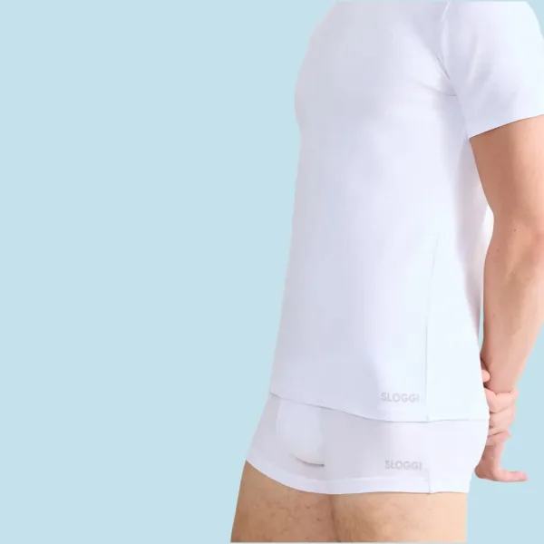 Sloggi Go ABC O-Neck 03 Ανδρικές βαμβακερές φανέλές με κοντό μανίκι Λευκό οικονομική συσκευασία  2 Τεμ 10217749 0003