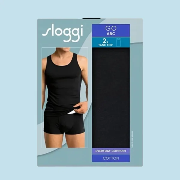Sloggi Go ABC Tank 04 Ανδρικές βαμβακερές φανέλές χωρίς μανίκι μαύρο οικονομική συσκευασία  2 Τεμ 10217768 0004