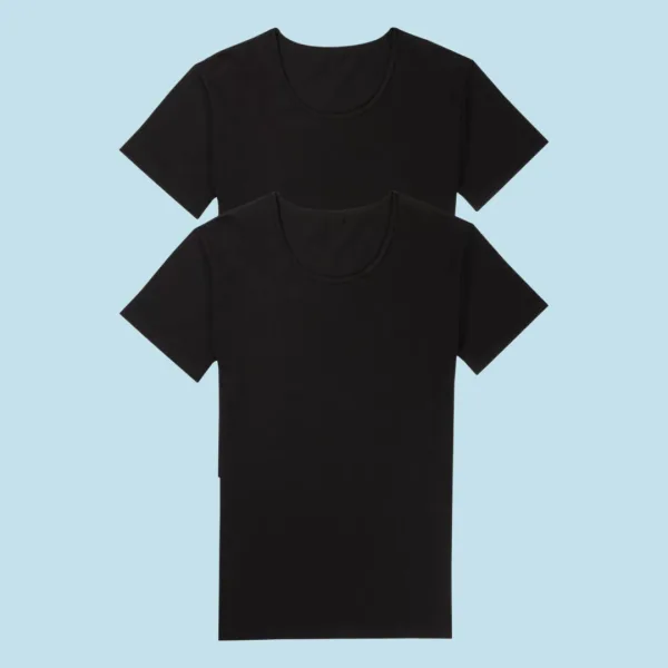 Sloggi 24/7 Sh03 Ανδρικές Βαμβακερές Μαύρες Φανέλες Σετ 2 τεμ με χαμηλή λαιμόκοψη 10163155-0004