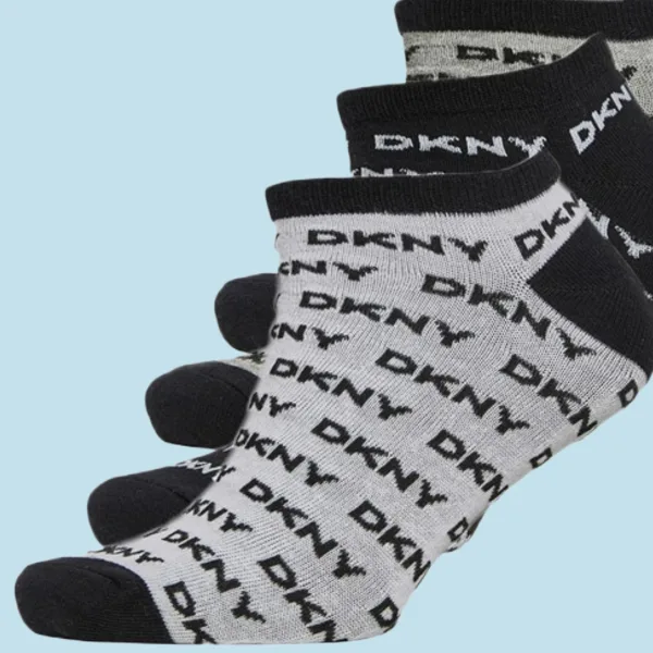 DKNY Αντρικές Κάλτσες Κοντές Πακέτο 3 τεμαχίων λευκό,μαύρο,γκρί με λογότυπο   S5-61545 Νο 40-45