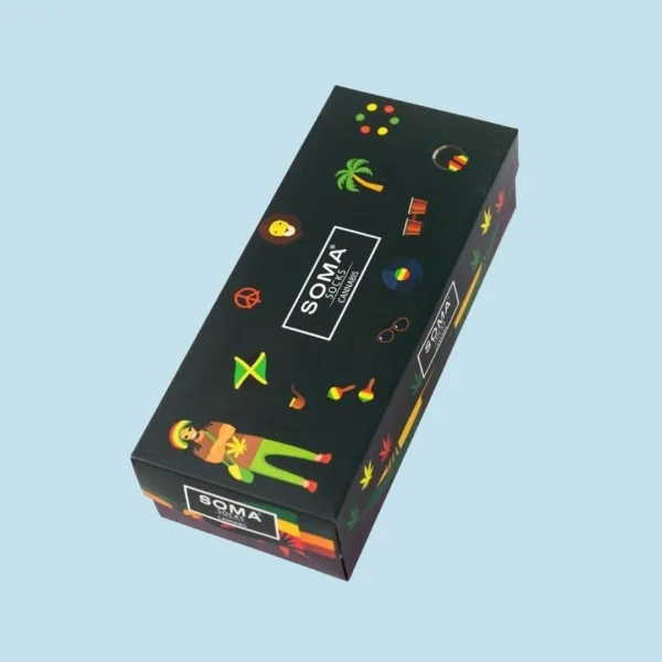 Soma Ανδρικές Κάλτσες βαμβακερές fashion με σχέδια κάναβη Cannabis Σετ 4 τεμ σε υπέροχο κουτί συσκευασίας Δώρου 