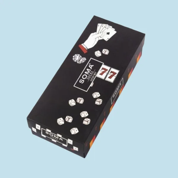 Soma Ανδρικές βαμβακερές Κάλτσες fashion με σχέδια τράπουλες ζάρια  Σετ 4 τεμ σε υπέροχο κουτί συσκευασίας Δώρου 