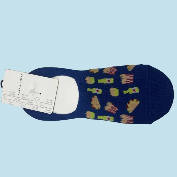 Ysabel Mora Ανδρικές βαμβακερές κάλτσες Ζουμπά fashion με σχέδιο Junk food blue μπλέ 22911 41-46 Size