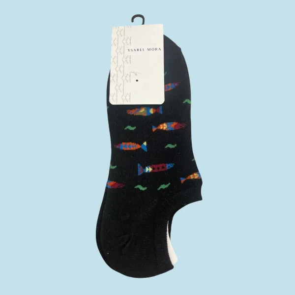 Ysabel Mora Ανδρικές βαμβακερές κάλτσες Invisible fashion μαύρη ψαράκια 22183 41-46 Size