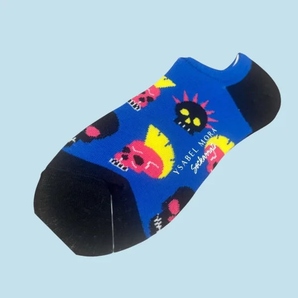 Ysabel Mora Ανδρικές βαμβακερές κάλτσες Invisible fashion με σχέδιο μπλέ Νεκροκεφαλή 22815 41-46 Size