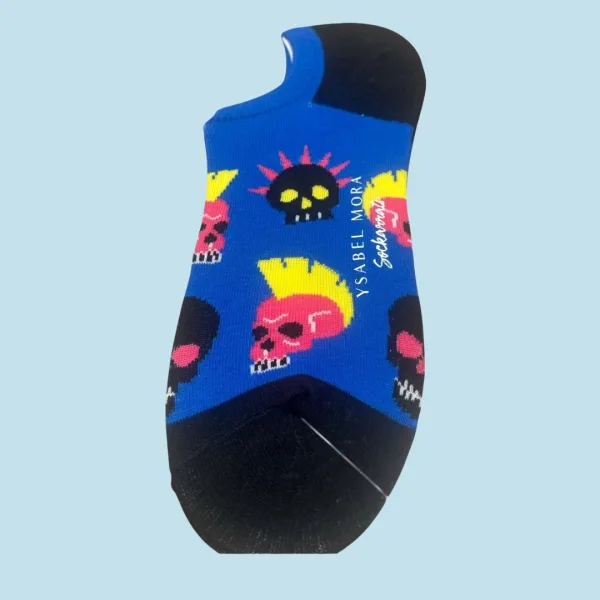 Ysabel Mora Ανδρικές βαμβακερές κάλτσες Invisible fashion με σχέδιο μπλέ Νεκροκεφαλή 22815 41-46 Size