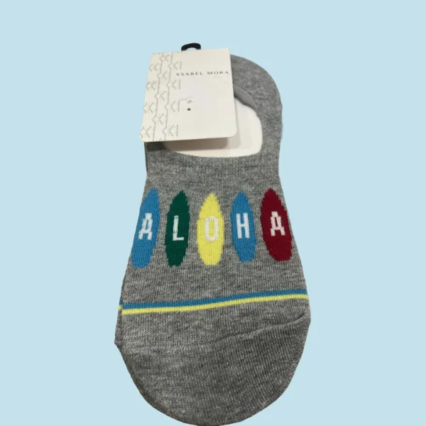 Ysabel Mora Ανδρικές βαμβακερές κάλτσες Ζουμπά fashion με σχέδιο aloha grey γκρί 22180 41-46 Size