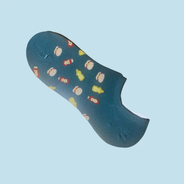 Ysabel Mora Ανδρικές βαμβακερές κάλτσες Invisible fashion Petrol Πετρόλ hamburger 22913 41-46 Size