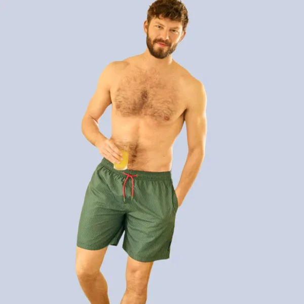 Ysabel Mora Ανδρικό Μαγιό μακρύ Σόρτς χακί με κόκκινο κορδόνι & τσέπες 90401