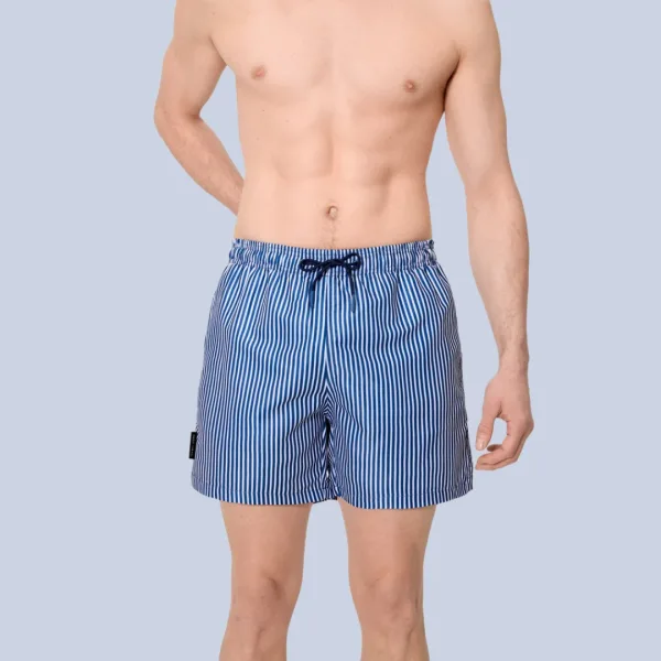 Ysabel Mora Ανδρικό Μαγιό κοντό Σόρτς μπλέ με λεπτή ρίγα 90410 Blue