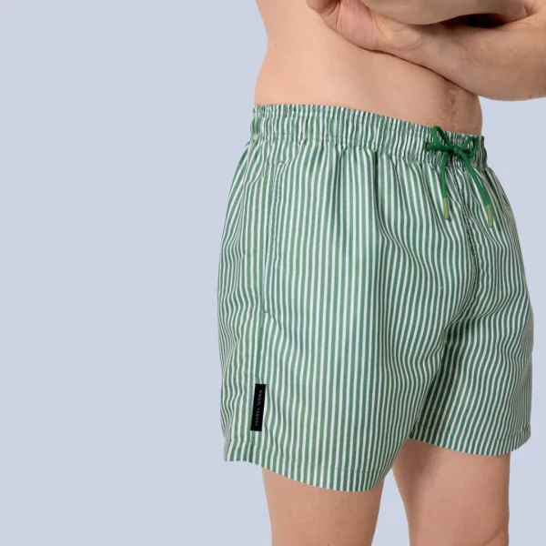 Ysabel Mora Ανδρικό Μαγιό κοντό Σόρτς πράσινο με λεπτή ρίγα 90410 Pine green