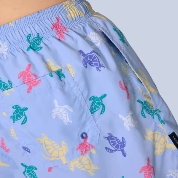 Ysabel Mora Ανδρικό Μαγιό κοντό γαλάζιο  Σόρτς με πολύχρωμες χελώνες σχέδια 90402