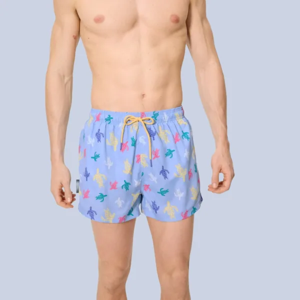 Ysabel Mora Ανδρικό Μαγιό κοντό γαλάζιο  Σόρτς με πολύχρωμες χελώνες σχέδια 90402