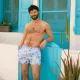 Ysabel Mora Ανδρικό Μαγιό κοντό γαλάζιο  Σόρτς με πολύχρωμες χελώνες σχέδια 90402