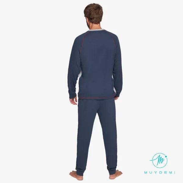 Muydemi Sleepwear Ανδρική Βαμβακερή Πιτζάμα Ποδόσφαιρο Γκρί  330025