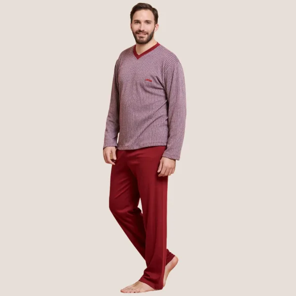 Jeannette Ανδρική Χειμερινή Βαμβακερή Πιτζάμα Homewear V Ζακάρ Α5305 Γκρενά Jeannette Ανδρική Χειμερινή Βαμβακερή Πιτζάμα Homewear V Ζακάρ Α5305 Γκρενά