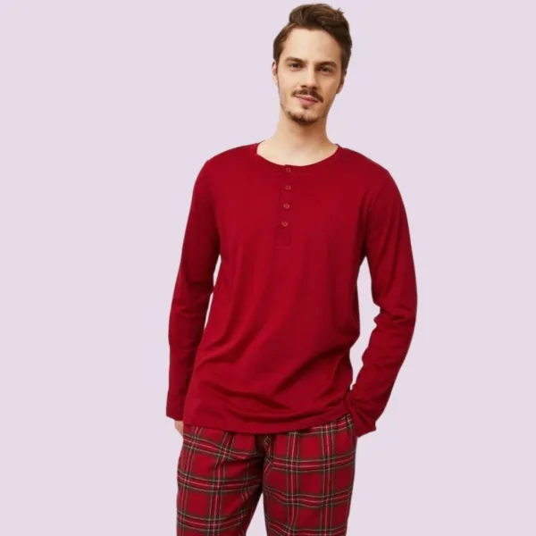 Aruelle ανδρικό σετ πιτζάμας Κόκκινο 100% cotton μπλούζα με κουμπιά & παντελόνι καρό Harry Dream with us 39.01.24.038 Aruelle ανδρικό σετ πιτζάμας Κόκκινο 100% cotton μπλούζα με κουμπιά & παντελόνι καρό Harry Dream with us 39.01.24.038