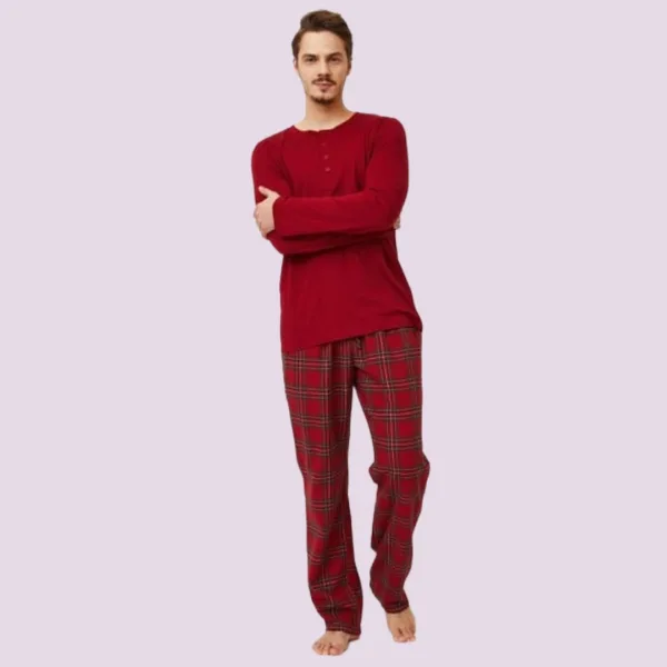 Aruelle ανδρικό σετ πιτζάμας Κόκκινο 100% cotton μπλούζα με κουμπιά & παντελόνι καρό Harry Dream with us 39.01.24.038 Aruelle ανδρικό σετ πιτζάμας Κόκκινο 100% cotton μπλούζα με κουμπιά & παντελόνι καρό Harry Dream with us 39.01.24.038