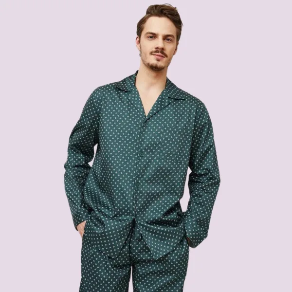 Aruelle ανδρικό σετ πιτζάμας Σκούρο 100% cotton πουκαμίσα με κουμπιά & παντελόνι με τσέπες Gabriel Dream with us 39.01.24.037