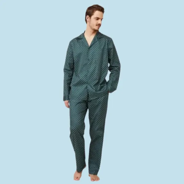 Aruelle ανδρικό σετ πιτζάμας Σκούρο 100% cotton πουκαμίσα με κουμπιά & παντελόνι με τσέπες Gabriel Dream with us 39.01.24.037