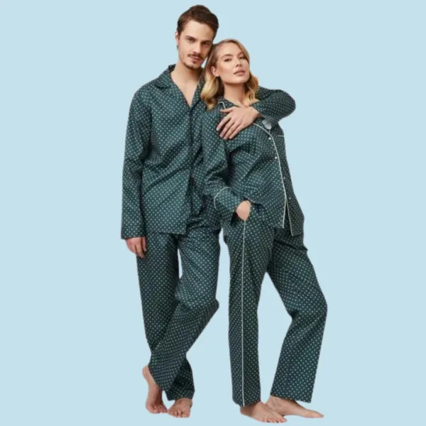 Aruelle ανδρικό σετ πιτζάμας Σκούρο 100% cotton πουκαμίσα με κουμπιά & παντελόνι με τσέπες Gabriel Dream with us 39.01.24.037