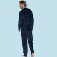 Jeannette Ανδρική Χειμερινή  Βελούδινη  Πιτζάμα Homewear με τύπωμα μπλέ A5602