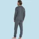 Jeannette Ανδρική Χειμερινή  Βαμβακερή  Πιτζάμα Homewear με βε και τσέπη  ανθρακί  A5605