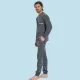 Jeannette Ανδρική Χειμερινή  Βαμβακερή  Πιτζάμα Homewear με βε και τσέπη  ανθρακί  A5605