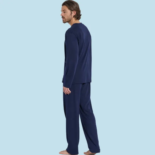 Jeannette Ανδρική Χειμερινή  Βαμβακερή Πιτζάμα Homewear με τύπωμα μπλέ A5607
