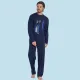 Jeannette Ανδρική Χειμερινή  Βαμβακερή Πιτζάμα Homewear με τύπωμα μπλέ A5607