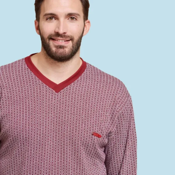 Jeannette Ανδρική Χειμερινή  Βαμβακερή Πιτζάμα Homewear V Ζακάρ Α5305 Γκρενά 