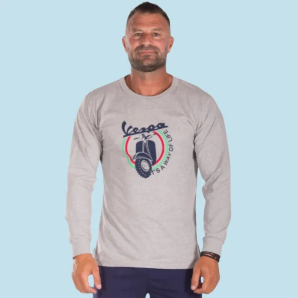 Nina Club Ανδρική βαμβακερή πιτζάμα fashion με σχέδιο Vespa Γκρί μπλούζα μπλέ παντελόνι NC26592