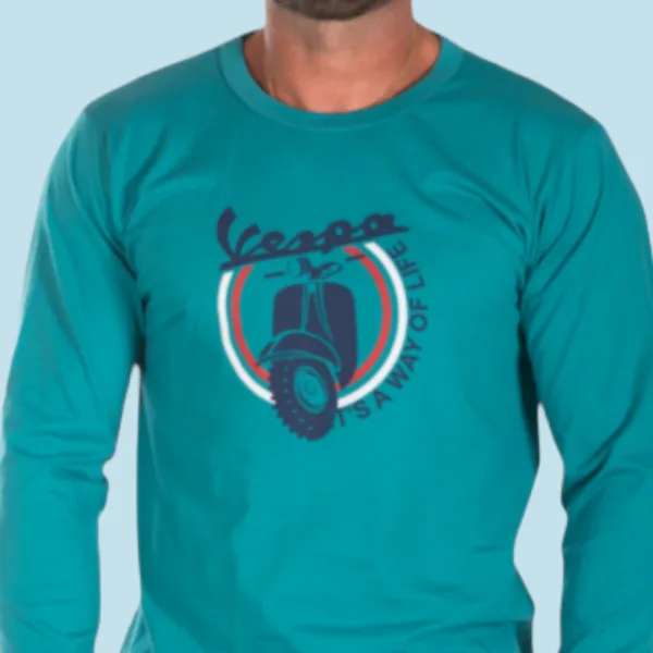 Nina Club Ανδρική βαμβακερή πιτζάμα fashion με σχέδιο Vespa πράσινη μπλούζα μπλέ παντελόνι NC26592