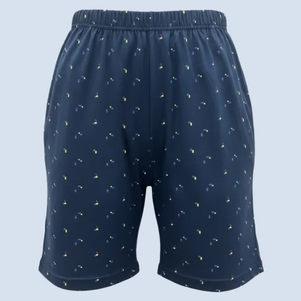 Q-bo ανδρική βαμβακερή πιτζάμα Σκούρο ροζ magenta μπλουζάκι με κουμπιά & σορτς μπλέ με σχέδια 1783.MG