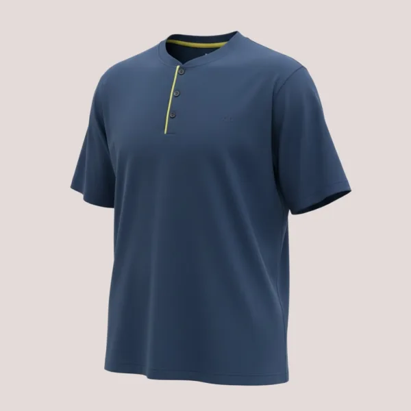 Q-bo ανδρική βαμβακερή πιτζάμα μπλέ top με κουμπιά & σορτς Serafino 49338.GL Blue pitzama