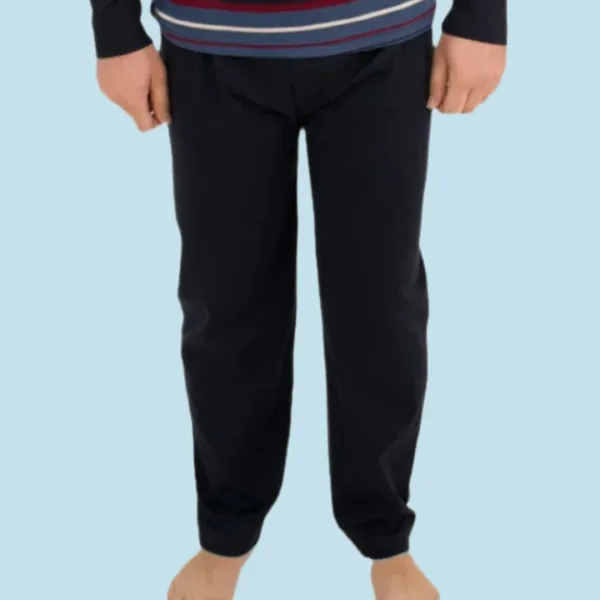 Rimoli Αντρική Βαμβακερή με λεπτό ύφασμα Πιτζάμα και Μεγάλα Μεγέθη Plus Size με 2 Κουμπιά Μπλέ -Γκρί  με ρίγες 920