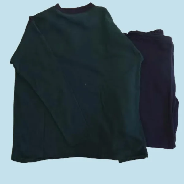 Fayfi Αντρική Βαμβακερή Πιτζάμα και Μεγάλα Μεγέθη Plus Size με 2 Κουμπιά Πράσινο-Μπλέ 840