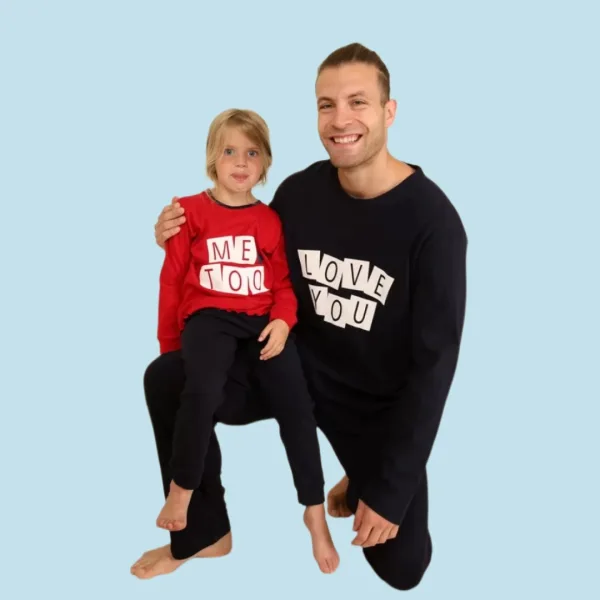 Happy Family Ανδρική Xειμερινή Βαμβακερή Μαύρη Πιτζάμα με Μακρύ Παντελόνι Σχέδιο ''Love You'' AB-XHF719