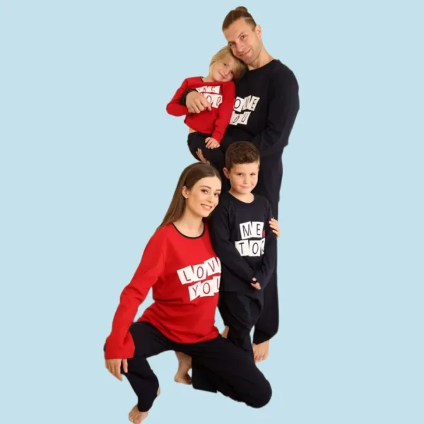 Happy Family Ανδρική Xειμερινή Βαμβακερή Μαύρη Πιτζάμα με Μακρύ Παντελόνι Σχέδιο ''Love You'' AB-XHF719