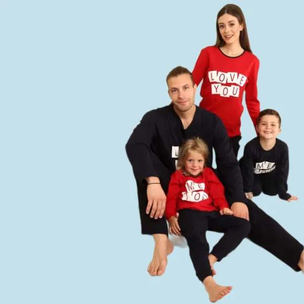 Happy Family Ανδρική Xειμερινή Βαμβακερή Μαύρη Πιτζάμα με Μακρύ Παντελόνι Σχέδιο ''Love You'' AB-XHF719