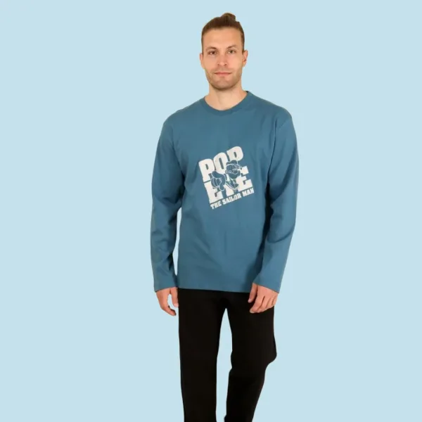 Happy Family Ανδρική Xειμερινή Βαμβακερή Πετρόλ Πιτζάμα με Μακρύ Παντελόνι και φανταστικό σχέδιο Popeye the Sailor Man Ποπάϋ AB-XHF701 Happy Family Ανδρική Xειμερινή Βαμβακερή Πετρόλ Πιτζάμα με Μακρύ Παντελόνι και φανταστικό σχέδιο Popeye the Sailor Man Ποπάϋ AB-XHF701