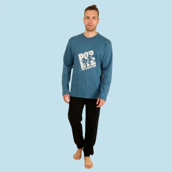 Happy Family Ανδρική Xειμερινή Βαμβακερή Πετρόλ Πιτζάμα με Μακρύ Παντελόνι και φανταστικό σχέδιο Popeye the Sailor Man Ποπάϋ AB-XHF701 Happy Family Ανδρική Xειμερινή Βαμβακερή Πετρόλ Πιτζάμα με Μακρύ Παντελόνι και φανταστικό σχέδιο Popeye the Sailor Man Ποπάϋ AB-XHF701