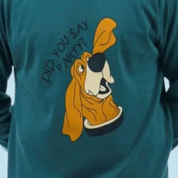 Sara Ανδρική βαμβακερή Χειμερινή Πυτζάμα fashion με σχέδιο σκυλάκι μπλούζα κυπαρισσί με μαύρο παντελόνι 1266