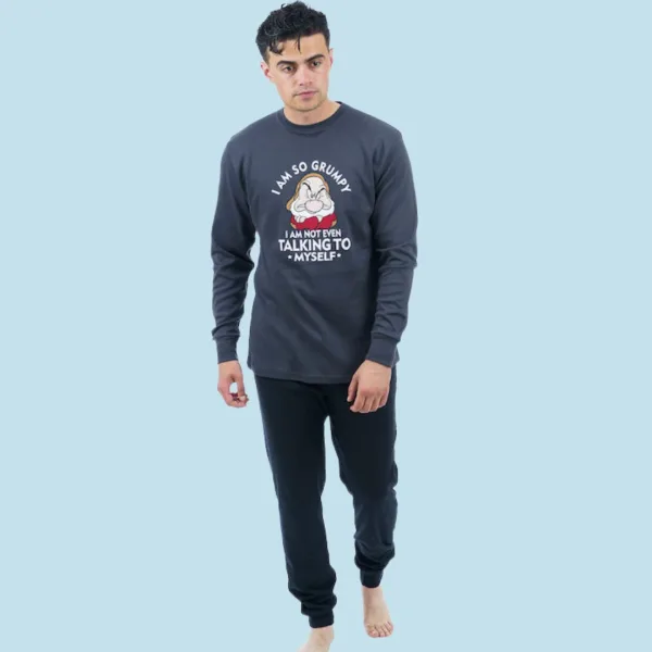 Sara Ανδρική βαμβακερή Χειμερινή Πυτζάμα fashion με σχέδιο τον Γκρινιάρη ανθρακί 1270 